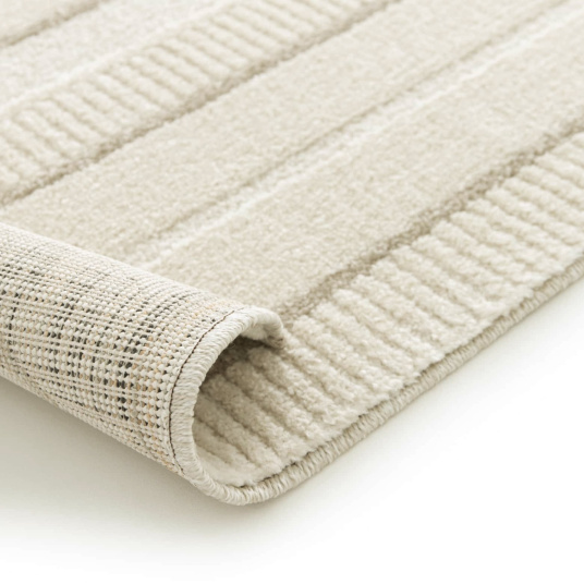 Tapis de salon courbe géométrique - Agosti - Écru et beige naturel - envers