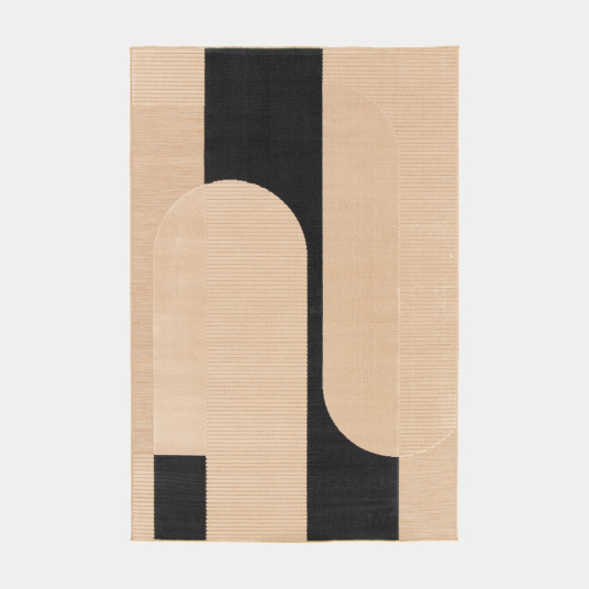 Tapis intérieur et extérieur en relief - Roma - Beige et noir