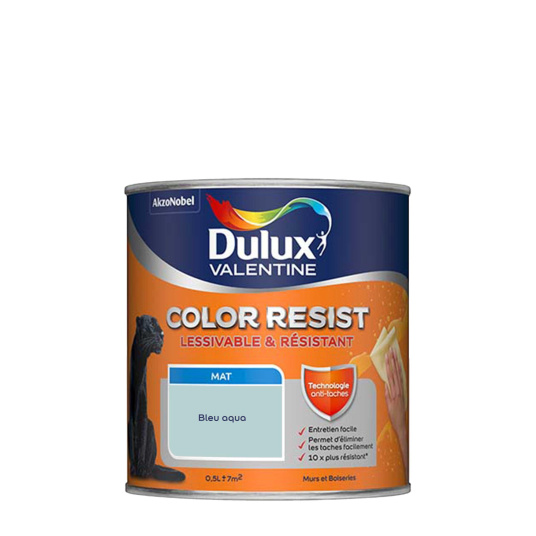Dulux Valentine Color Resist - Murs&Boiseries - Mat Bleu Aqua - étiquette