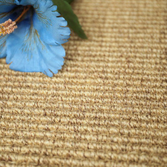 Texture brute du tapis sisal grosses boucles Cuba orge avec une touche florale décorative