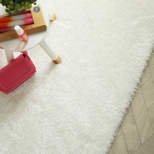 Tapis sur mesure Éclat - Shaggy blanc