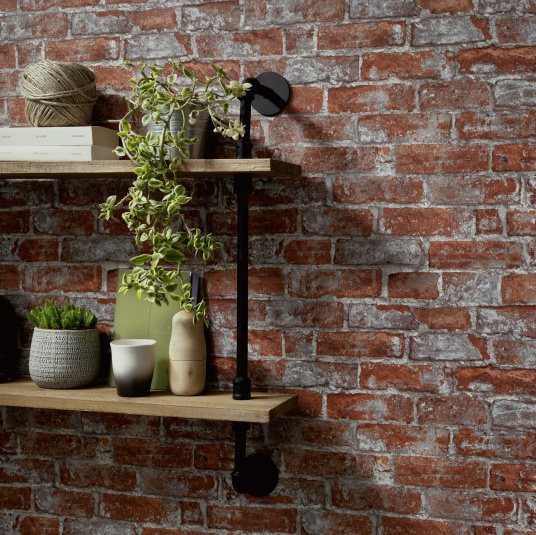 Papier peint vinyle sur intissé - Casual Minéral - Effet briques rouge terracotta