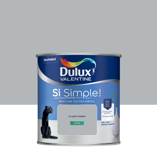 Dulux Valentine Si Simple! - Peinture toutes pièces - Satin Le Gris Moyen