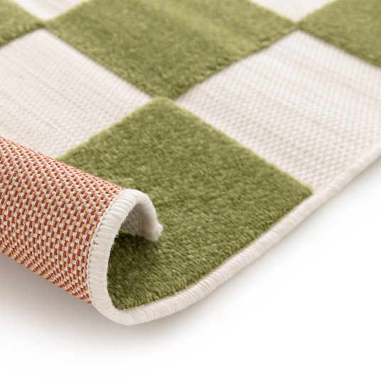 Tapis intérieur et extérieur motif damier - Marius - Vert pistache - envers
