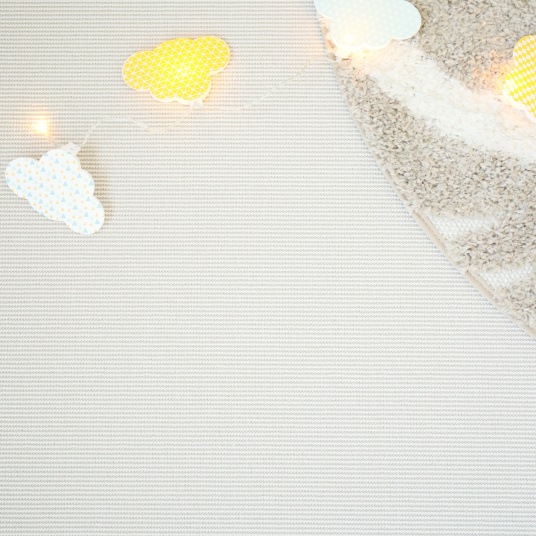 Texture Tissé plat Mahé Blanc, rendu proche d’une fibre naturelle dans un décor ludique