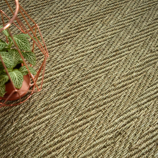 Tapis Jonc de mer Bihar - Chevron finition anthracite - vue de haut