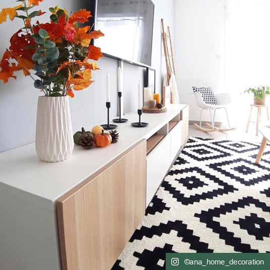 Tapis Graphique - noir et blanc cassé - Salon