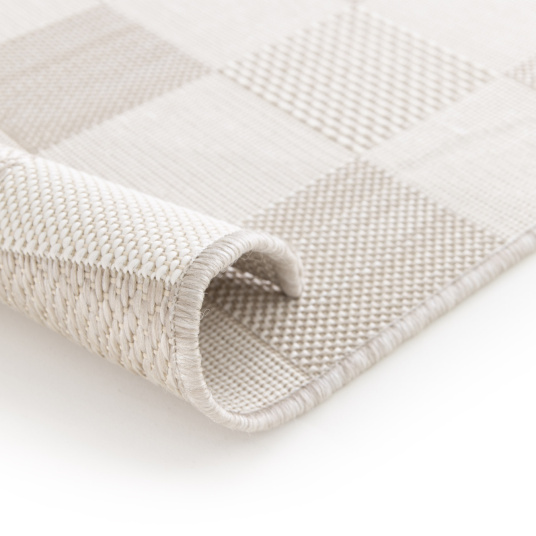 Tapis motif damier en matière recyclée - Andy - Beige - envers