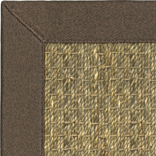 Tapis Varana en jonc de mer avec finition ganse chocolat haut de gamme