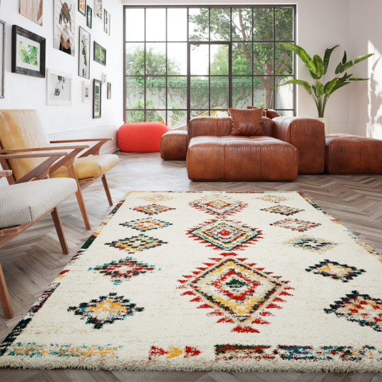 Tapis motif berbère - Kaya - Multicolore - salon