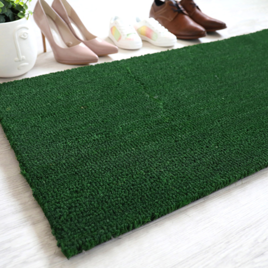 Tapis sur mesure Paillasson Brosse Coco 17mm - Vert - vue de loin