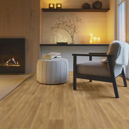 Sol Vinyle Textile - Black Edition - Aspect parquet - Chêne miel - Salon