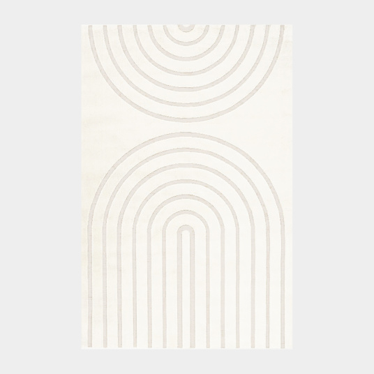 Tapis de salon Néo Circle courbe écru et crème