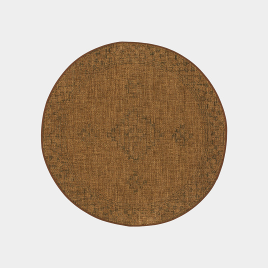 Tapis rond d'intérieur ou d'extérieur aspect naturel - Kira - Camel