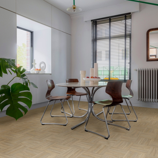 Tapis sur mesure Vinyle - Parquet Mosaïque rétro - Chêne clair
