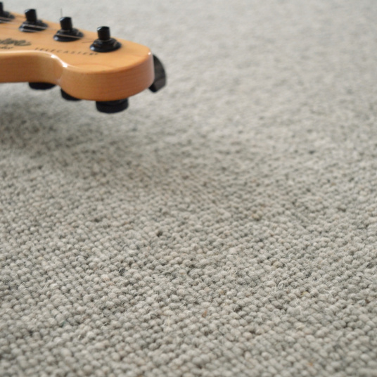 Tapis pure laine Killoo gris ganse coton noir - zoom