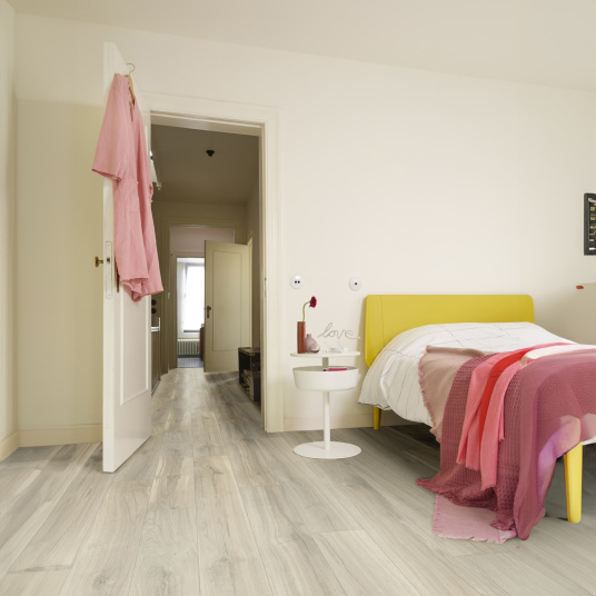 Sol Vinyle Textile Haute Performance - Imitation bois chêne clair - chambre