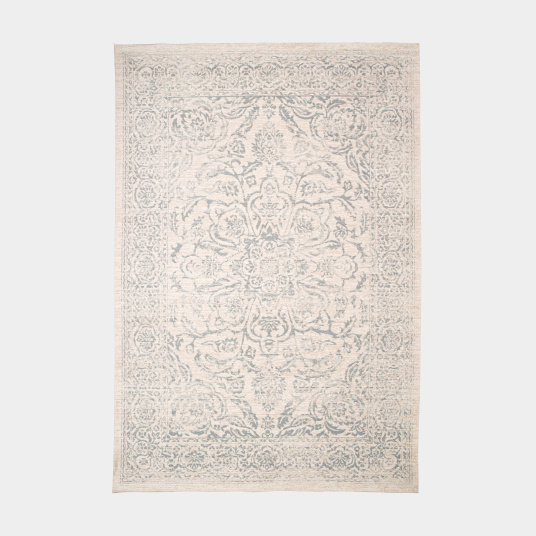 Tapis à motif oriental en tissu chenille recyclé Camélia gris