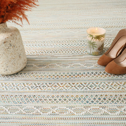 Moquette tissé plat Aztlan pearl multicolor - salon