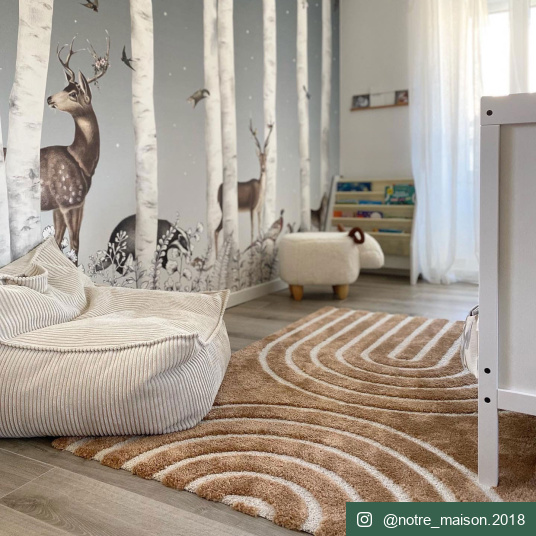 Tapis de salon Néo Circle courbe crème et noisette - chambre enfant