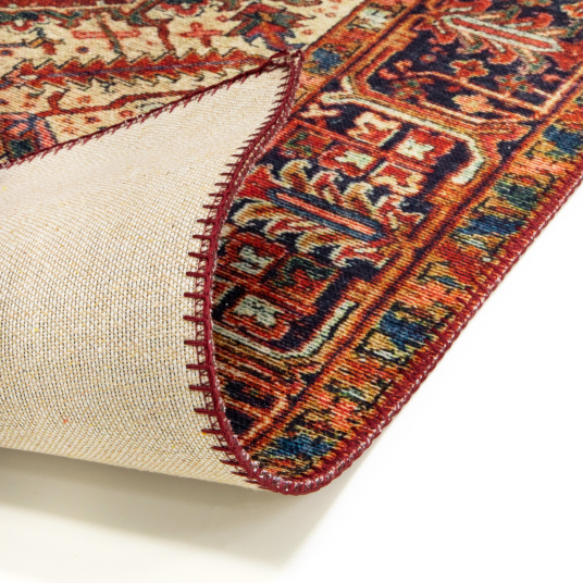 Tapis doux à motif oriental - Mina - Rouge - envers