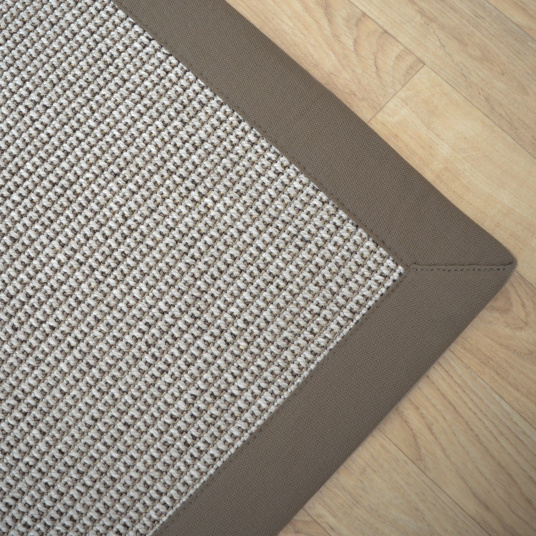 Tapis tissé plat Lombok silver ganse coton taupe - coin