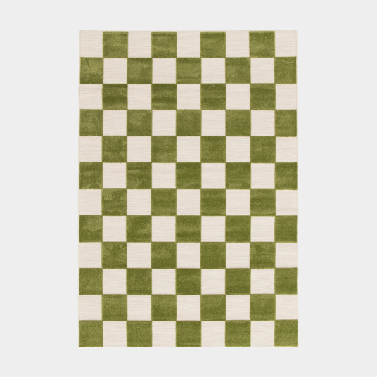 Tapis intérieur et extérieur motif damier - Marius - Vert pistache