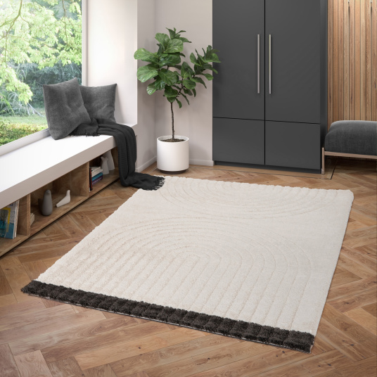 Tapis de salon en relief - Modern Circle - Crème - salon