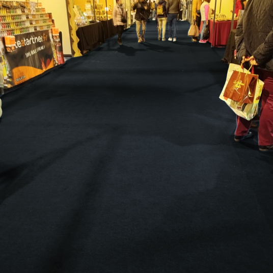 Moquette aiguilletée Stand Expo noir, parfaite pour salons, expositions et mariages