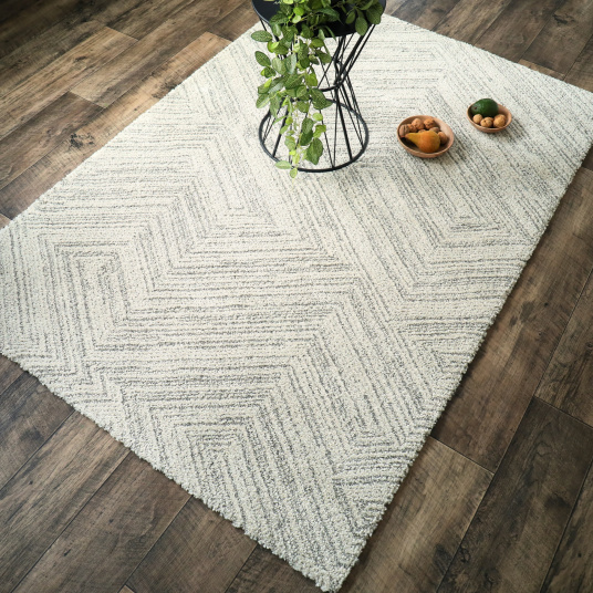 Tapis ultra-doux - Minimaliste - Crème dessin graphique gris - Vue de loin