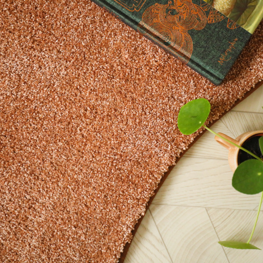 Tapis contemporain de forme organique - Influence - Rose corail - vue de près