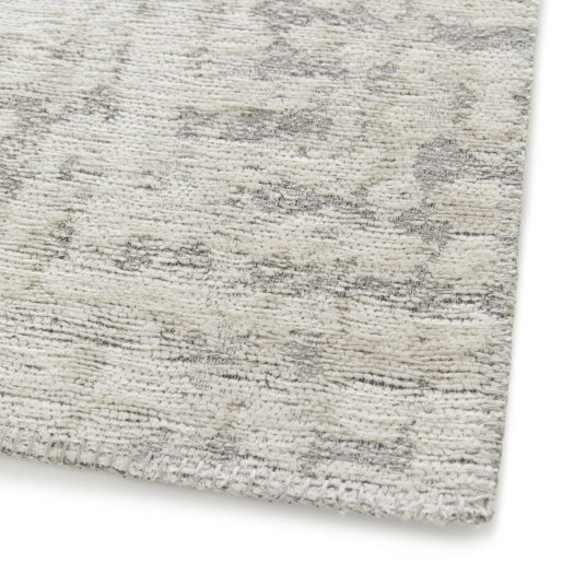 Tapis tissé en polyester recyclé et jute - Arun - Gris et crème - coin