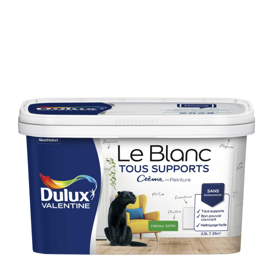 Dulux Valentine Le Blanc Tous Supports - Crème de Peinture - Satin Blanc