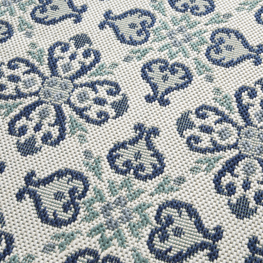 Tapis d'extérieur et intérieur - Louisette - Bleu et vert - vue de près