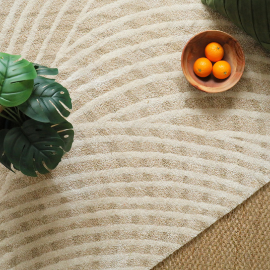 Tapis de salon ou chambre Méditation beige nude - vue du dessus