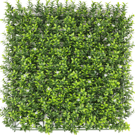 Mur végétal artificiel Jasmin blanc en plaque avec petites fleurs décoratives