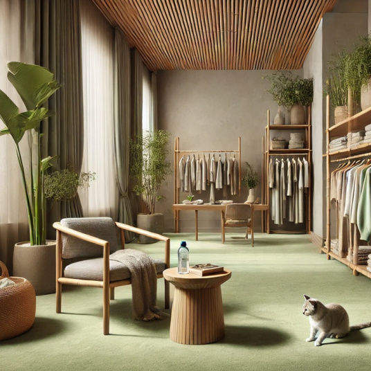 Moquette en polyester recyclé Re-cycle vert kaki - chambre