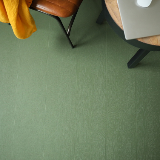 Sol Vinyle Résistance Pro - Parquet bois vintage peint - Vert - vue de haut