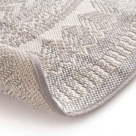 Tapis rond d'intérieur ou d'extérieur - Mandala - Gris - envers