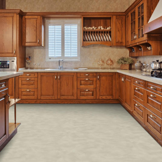 Sol Vinyle textile Rénove - Envers gris - Béton lissé gris centaure - cuisine