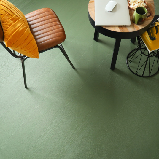 Sol Vinyle Résistance Pro - Parquet bois vintage peint - Vert - salon