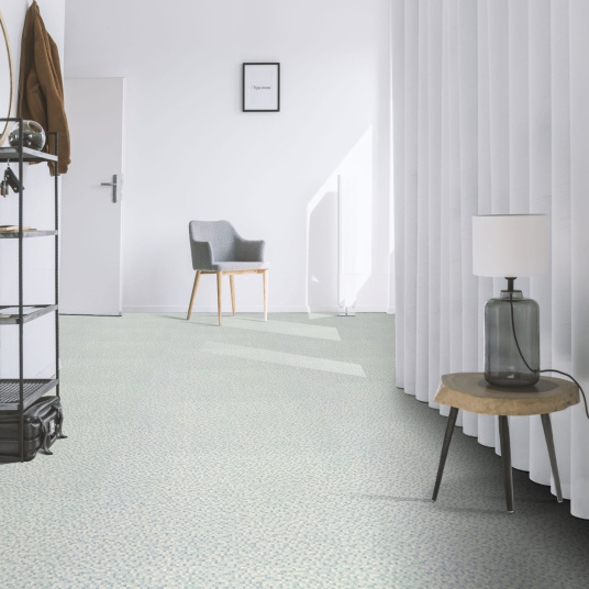 Sol vinyle Style carrelage petite mosaïque argentée bleu - couloir