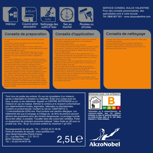 Dulux Valentine Color Resist - Murs&Boiseries - Mat Zinc Bleu - étiquette arrière