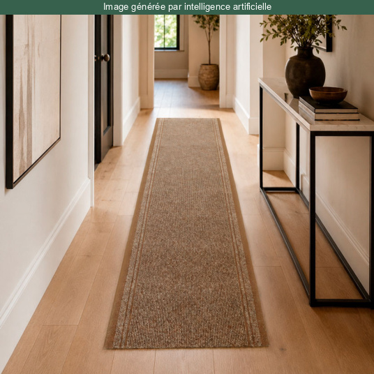 Tapis de couloir et d'entrée marron - Antidérapant au mètre créant un chemin confortable dans une entrée contemporaine