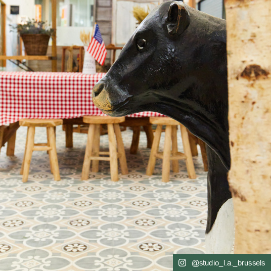 Sol Vinyle Style Carreaux de ciment Florence - Beige - partenariat