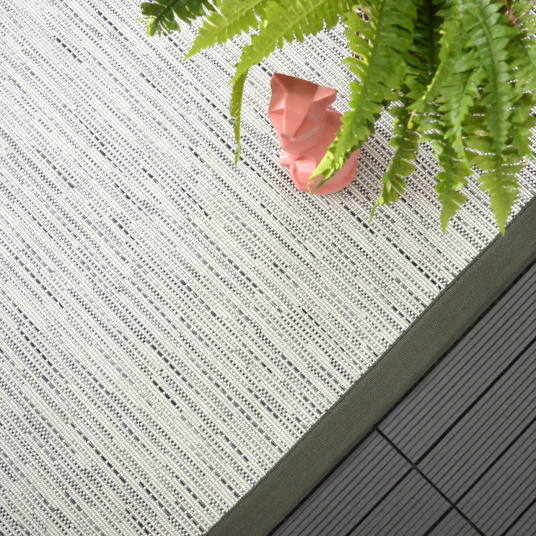 Tapis intérieur / extérieur - Bornéo blanc - Ganse anthracite - vue du dessus