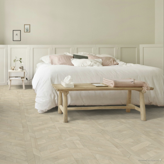 Chambre lumineuse avec sol en vinyle éco-conçu - Lamelles de bois - Naturel