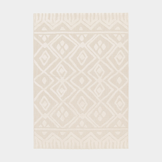 Tapis extérieur et intérieur motif ethnique - Brasilia - Crème, design solaire et graphique