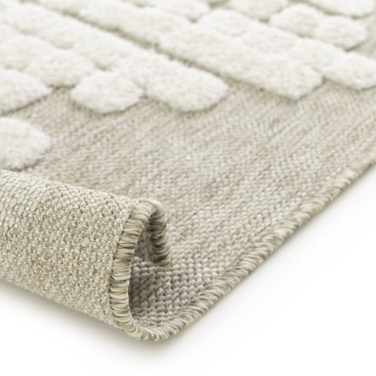 Tapis de salon en matière recyclée Ode à la vie beige et crème - envers