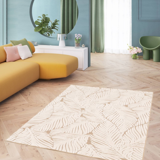 Tapis extérieur et intérieur en relief Lauria crème - salon